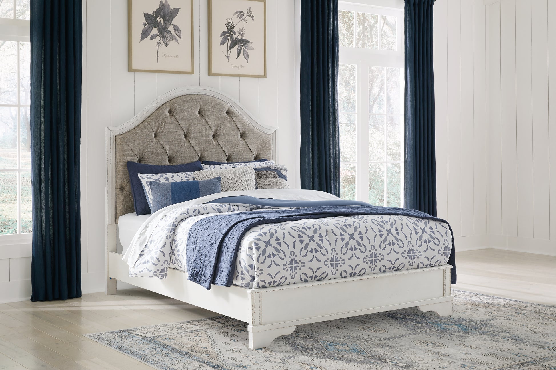 Orange Furniture Outlet - Ashley Furniture - Blendon Bedroom - Queen Upholstered Panel Bed / Rustic Brown - B747B2