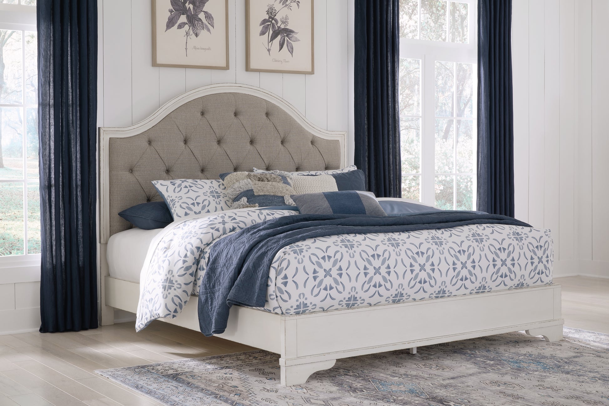 Orange Furniture Outlet - Ashley Furniture - Blendon Bedroom - King Upholstered Panel Bed / Rustic Brown - B747B3