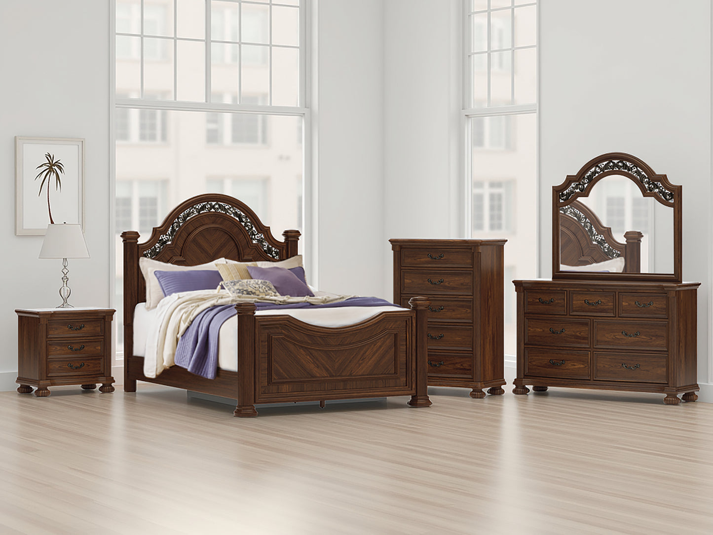 Orange Furniture Outlet - Ashley Furniture - Lavinton Bedroom - Queen Poster Bed / Brown - B764B5