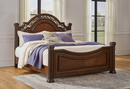 Orange Furniture Outlet - Ashley Furniture - Lavinton Bedroom - King Poster Bed / Brown - B764B9
