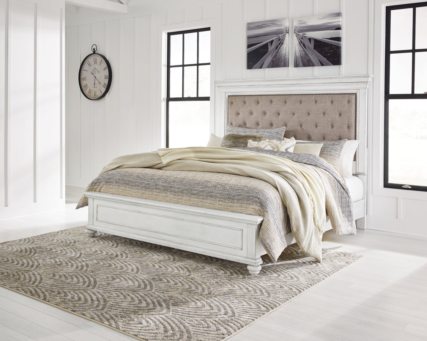 Orange Furniture Outlet - Ashley Furniture - Kanwyn Bedroom - California King Panel Bed / Whitewash - B777B13