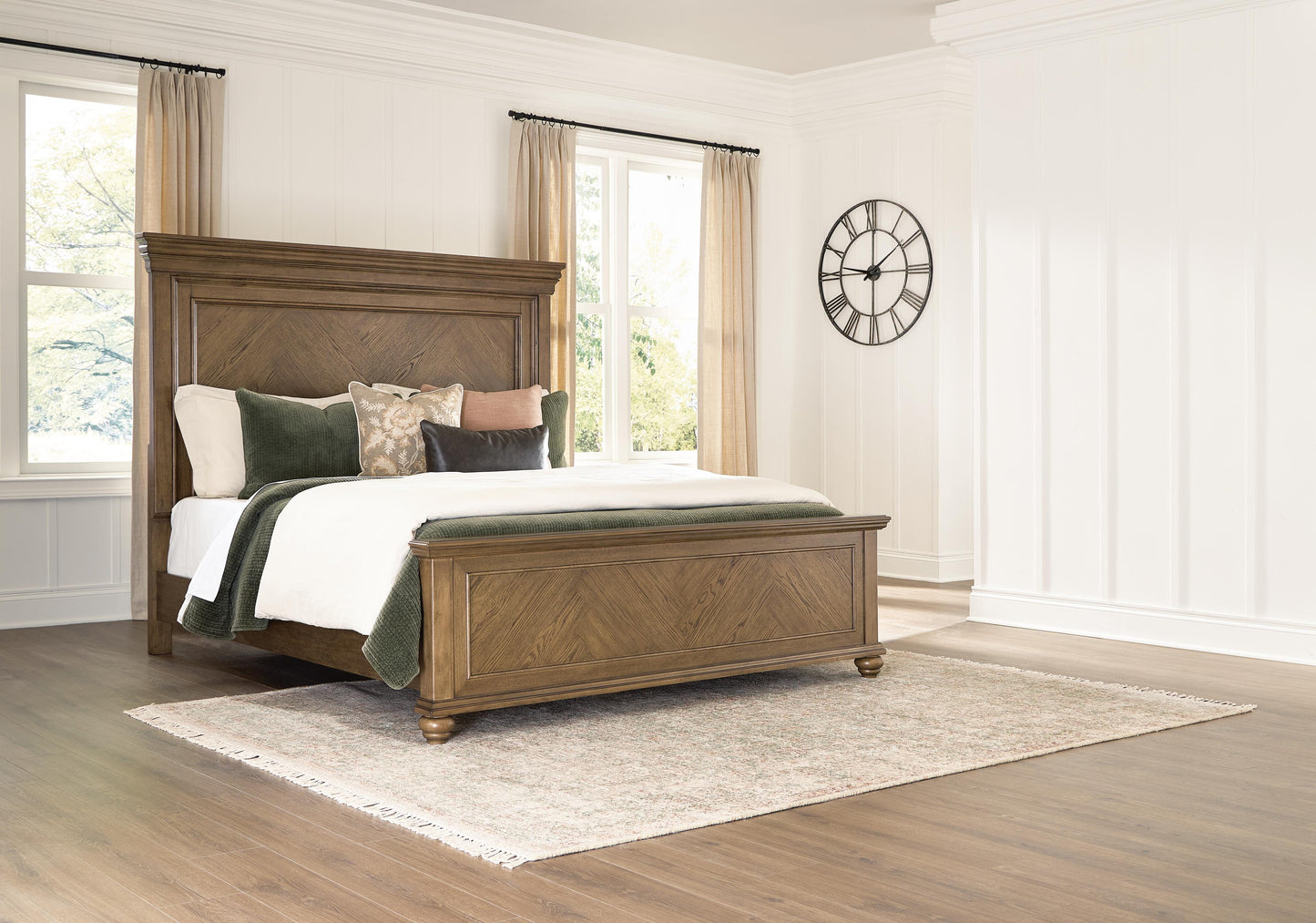 Orange Furniture Outlet - Ashley Furniture - Karallin Bedroom - King Panel Bed / Medium Brown - PCB782B4