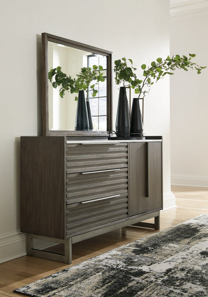 Orange Furniture Outlet - Ashley Furniture - Arkenton Bedroom - Dresser and Mirror / Grayish Brown - B786B1