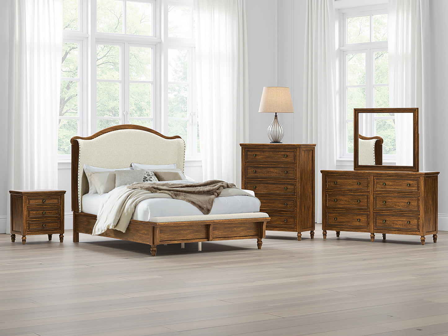 Orange Furniture Outlet - Ashley Furniture - Sturlayne Bedroom - Queen Upholstered Panel Bed / Brown - B787B2