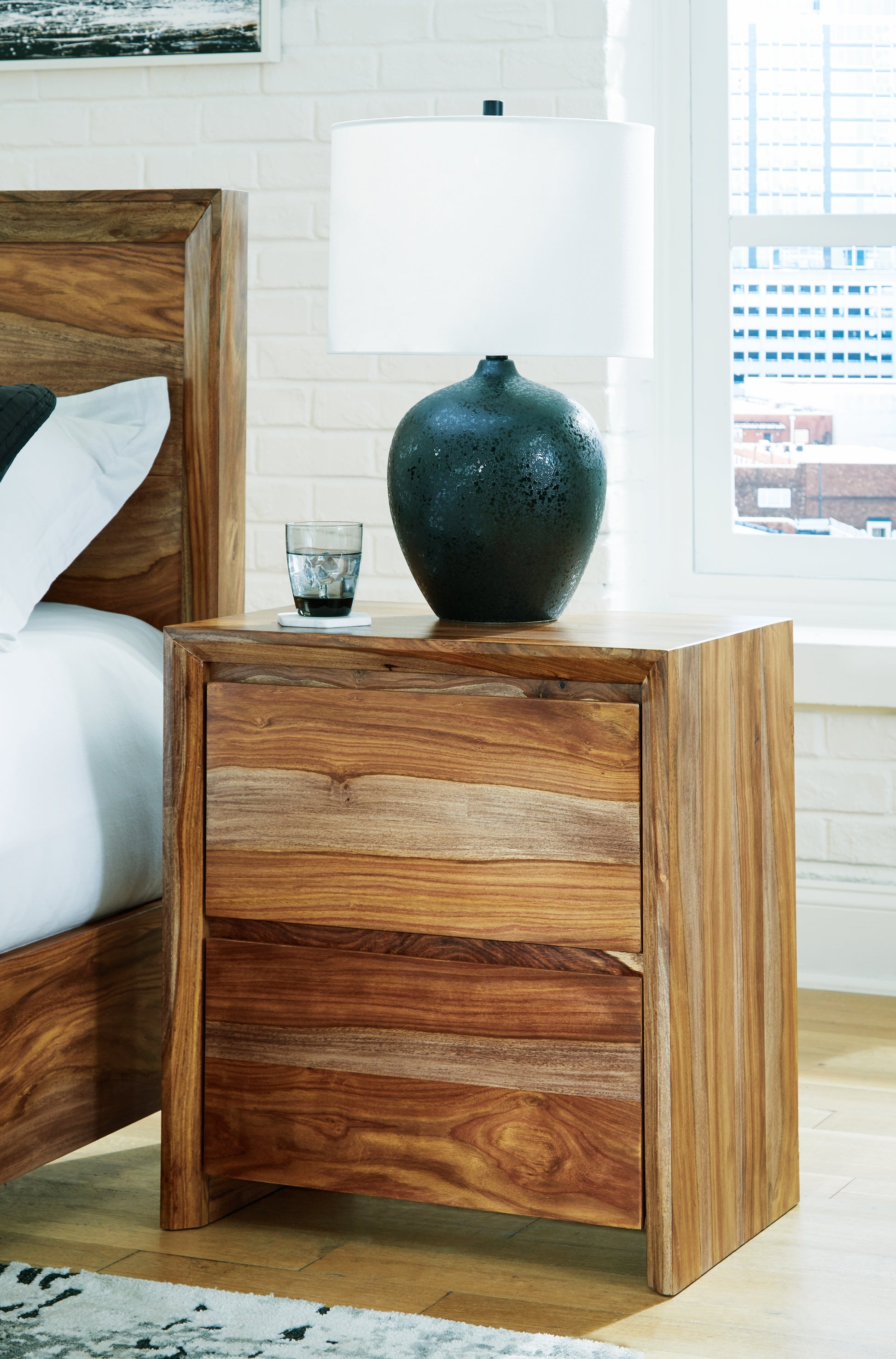 Orange Furniture Outlet - Ashley Furniture - Dressonni Bedroom - Two Drawer Night Stand / Brown - B790-92