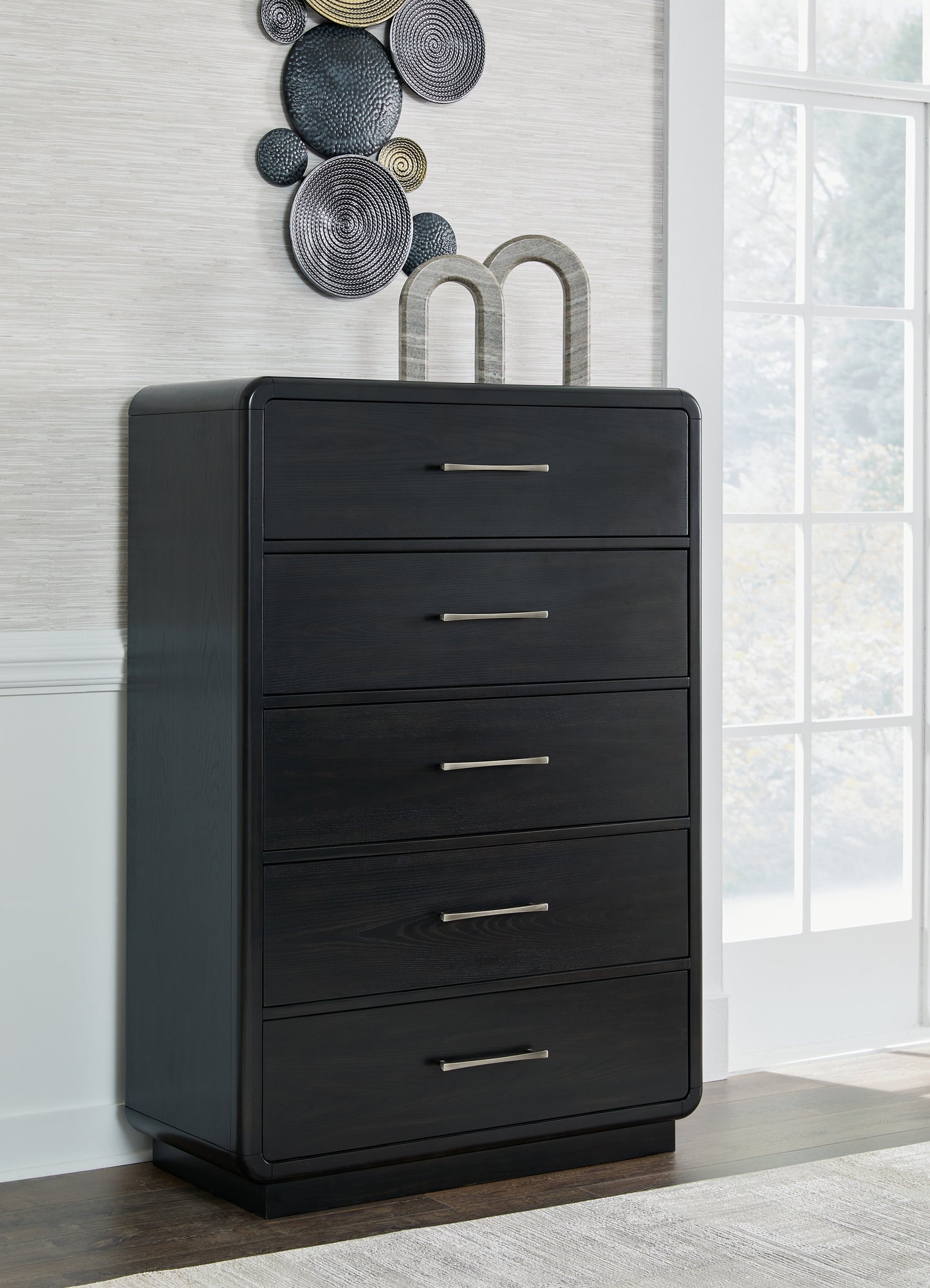 Orange Furniture Outlet - Ashley Furniture - Rowanbeck Bedroom - Five Drawer Chest / Black - B821-46