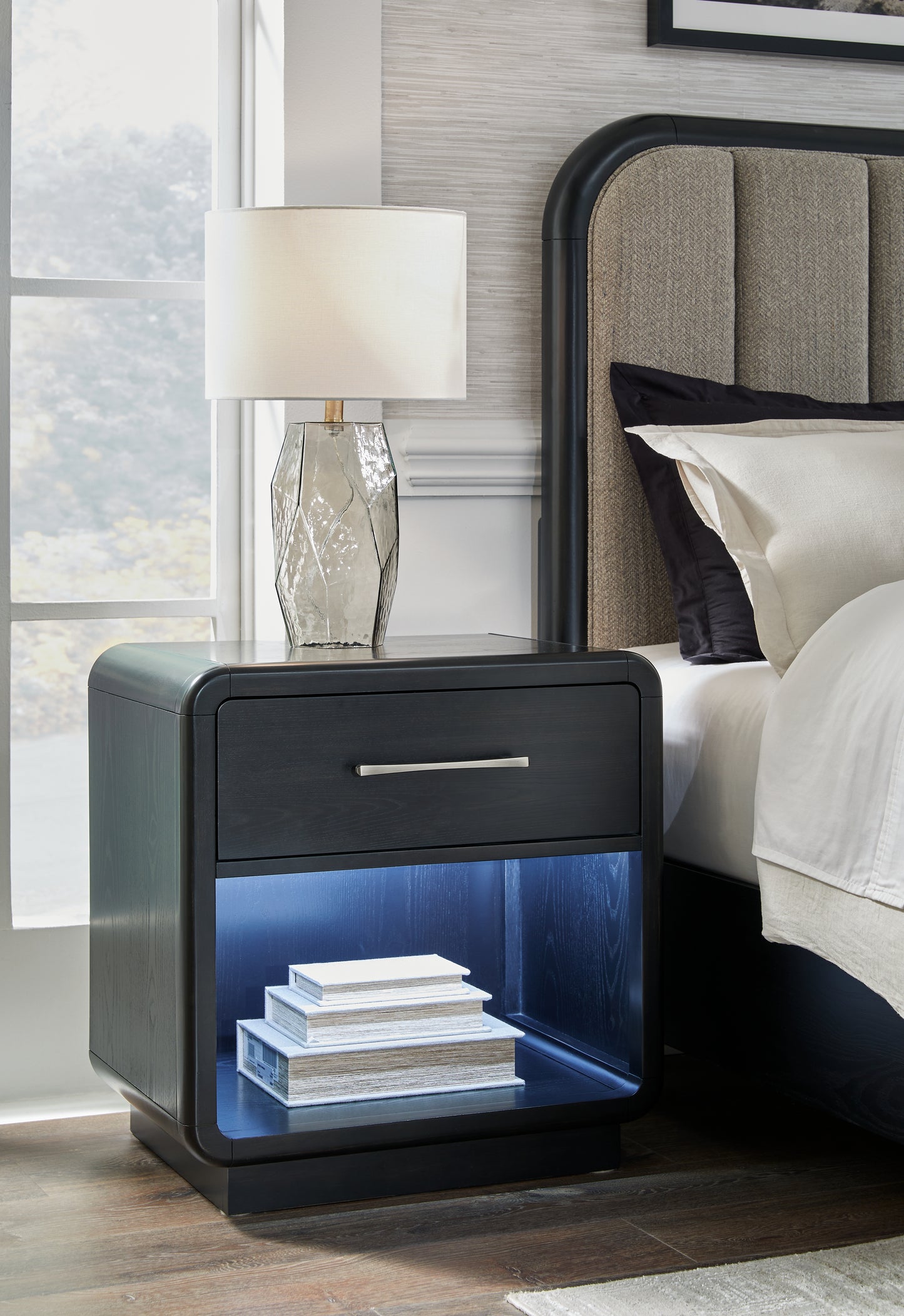Orange Furniture Outlet - Ashley Furniture - Rowanbeck Bedroom - One Drawer Night Stand / Black - B821-91