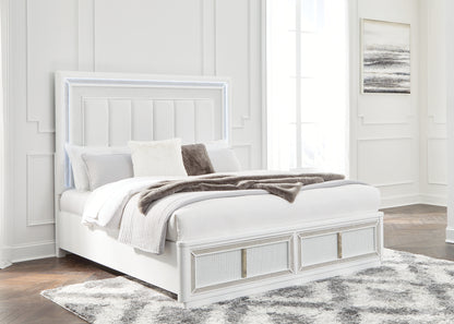 Orange Furniture Outlet - Ashley Furniture - Chalanna Bedroom - California King Upholstered Storage Bed / White - B822B5