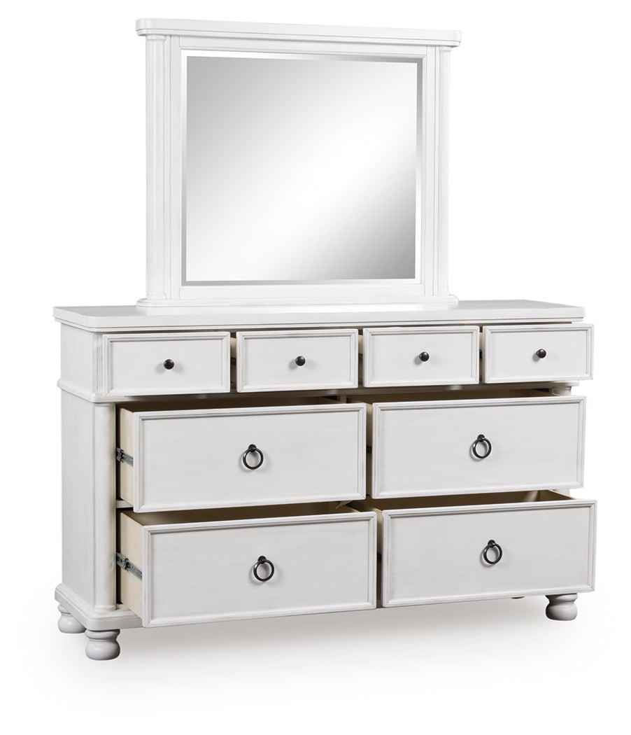 Orange Furniture Outlet - Ashley Furniture - Rowlenstown Bedroom - Dresser and Mirror / Antique White - PCB823B1