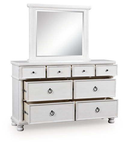 Orange Furniture Outlet - Ashley Furniture - Rowlenstown Bedroom - Dresser and Mirror / Antique White - PCB823B1