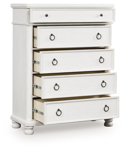 Orange Furniture Outlet - Ashley Furniture - Rowlenstown Bedroom - Five Drawer Chest / Antique White - PCB823-46