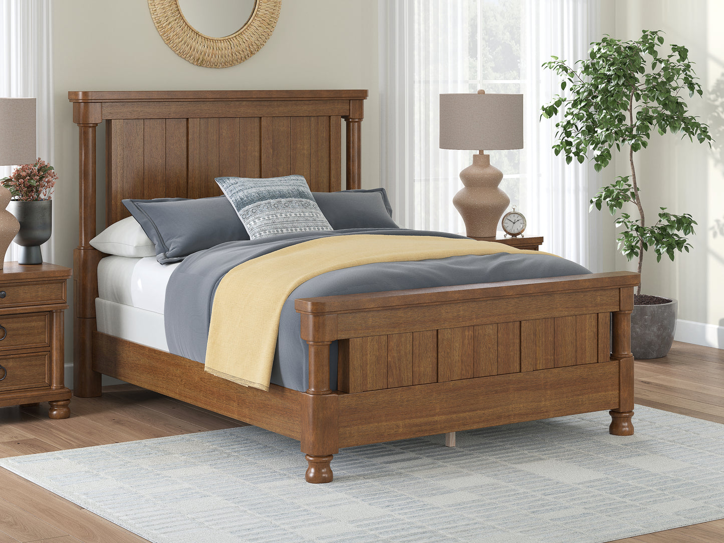 Orange Furniture Outlet - Ashley Furniture - Rowlenstown Bedroom - Queen Poster Bed / Brown - PCB824B2
