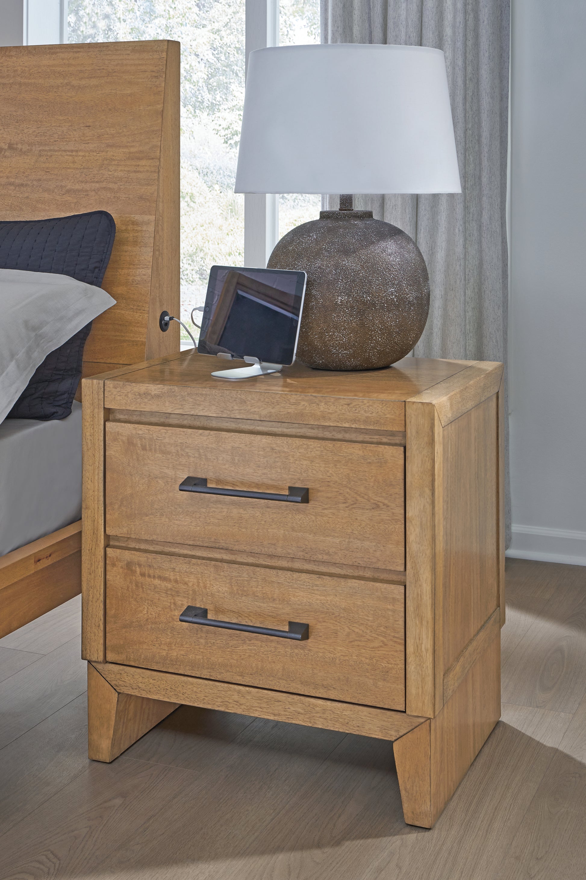 Orange Furniture Outlet - Ashley Furniture - Sherbana Bedroom - Two Drawer Night Stand / Light Brown - B833-92