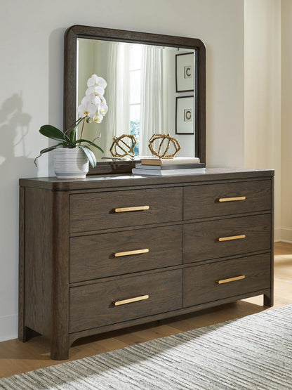 Orange Furniture Outlet - Ashley Furniture - Radkin Bedroom - Dresser and Mirror / Burnished Brown - PCB843B1