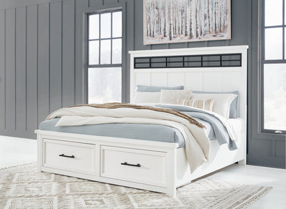 Orange Furniture Outlet - Ashley Furniture - Ashbryn Bedroom - King Panel Storage Bed / White/Natural - B844B4
