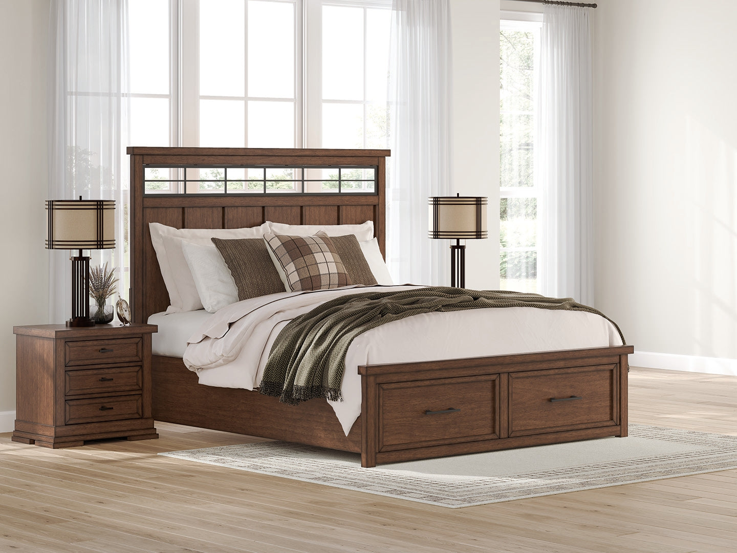 Orange Furniture Outlet - Ashley Furniture - Taffenbrook Bedroom - California King Panel Storage Bed / Medium Brown - B849B5