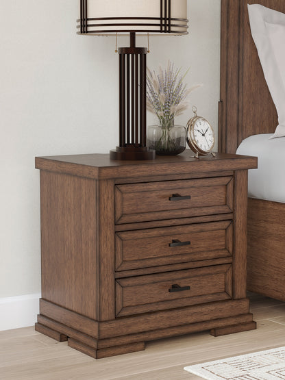 Orange Furniture Outlet - Ashley Furniture - Taffenbrook Bedroom - Three Drawer Night Stand / Medium Brown - B849-93