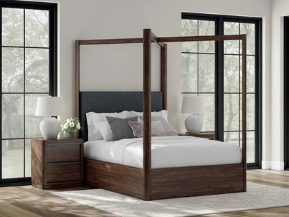 Orange Furniture Outlet - Ashley Furniture - Dilenno Bedroom - Queen Canopy Bed / Dark Brown - PCB857B2