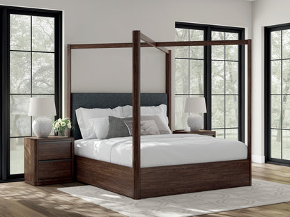 Orange Furniture Outlet - Ashley Furniture - Dilenno Bedroom - King Canopy Bed / Dark Brown - PCB857B6