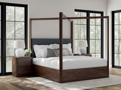 Orange Furniture Outlet - Ashley Furniture - Dilenno Bedroom - California King Canopy Bed / Dark Brown - PCB857B7