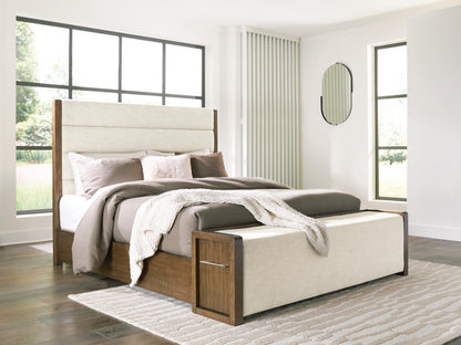 Orange Furniture Outlet - Ashley Furniture - Marxmore Bedroom - Queen Upholstered Storage Bed / Brown - B863B2