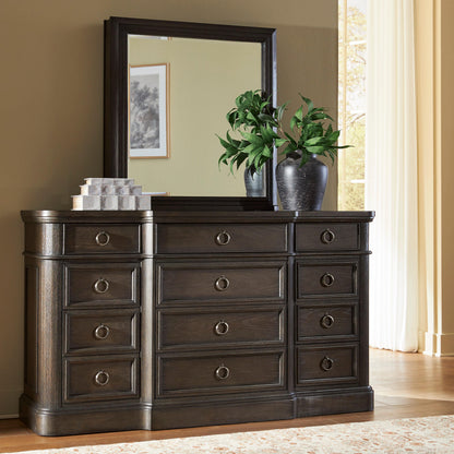 Orange Furniture Outlet - Ashley Furniture - Wickenger Bedroom - Dresser and Mirror / Dark Brown - PCB889B1