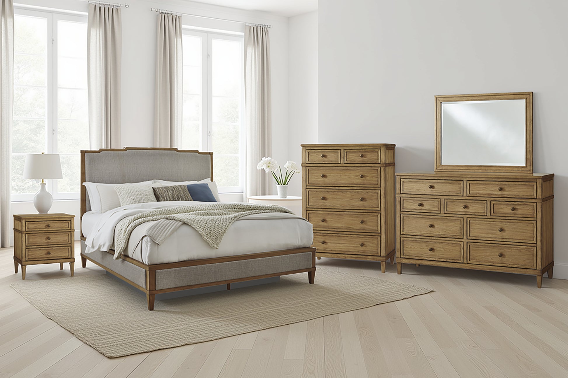 Orange Furniture Outlet - Ashley Furniture - Sharlance Bedroom - Queen Upholstered Panel Bed / Green/Brown - B895B2