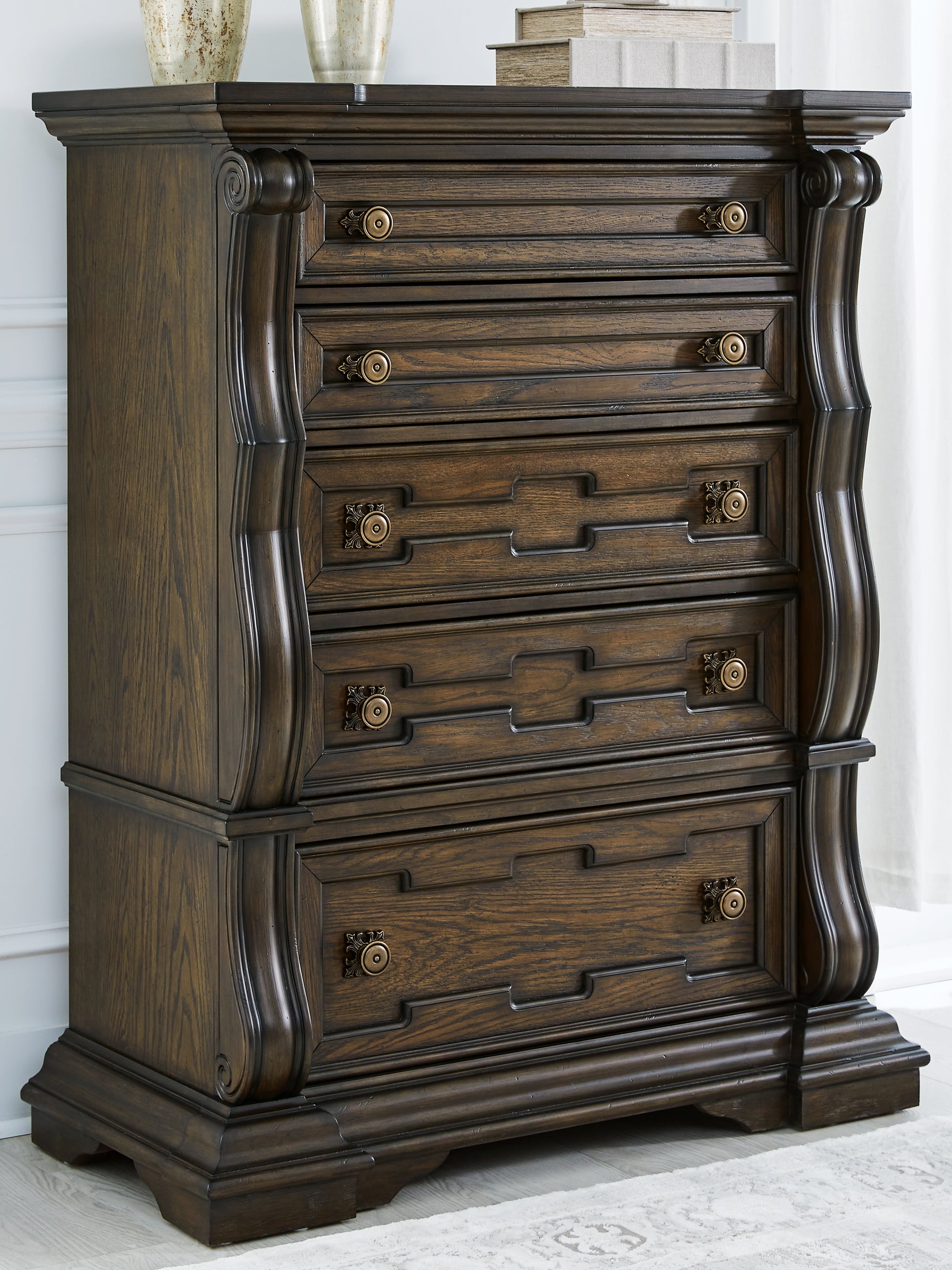 Orange Furniture Outlet - Ashley Furniture - Maylee Bedroom - Dresser and Mirror / Dark Brown - B947B1