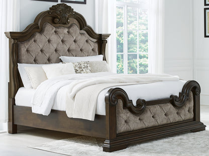 Orange Furniture Outlet - Ashley Furniture - Maylee Bedroom - California King Upholstered Bed / Dark Brown - B947B5