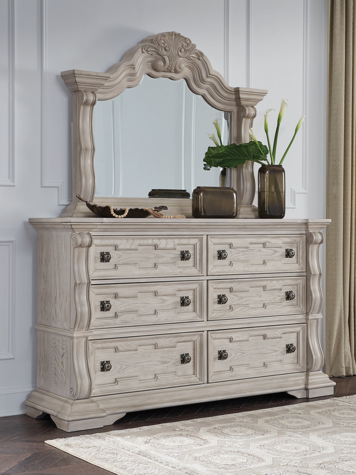 Orange Furniture Outlet - Ashley Furniture - Bruchandi Bedroom - Dresser and Mirror / Antique White - PCB948B1