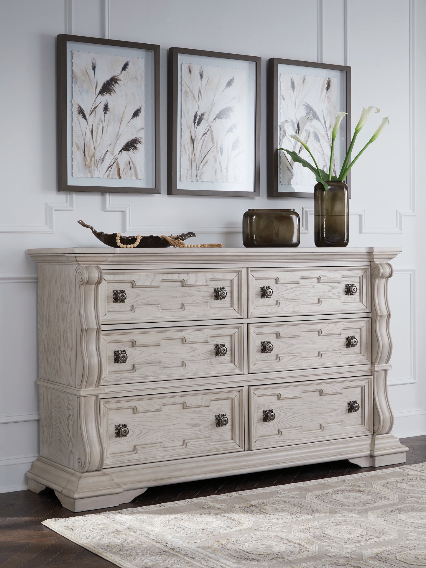 Orange Furniture Outlet - Ashley Furniture - Bruchandi Bedroom - Dresser and Mirror / Antique White - PCB948B1