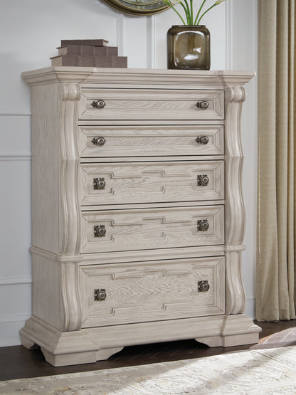 Orange Furniture Outlet - Ashley Furniture - Bruchandi Bedroom - Five Drawer Chest / Antique White - PCB948-46