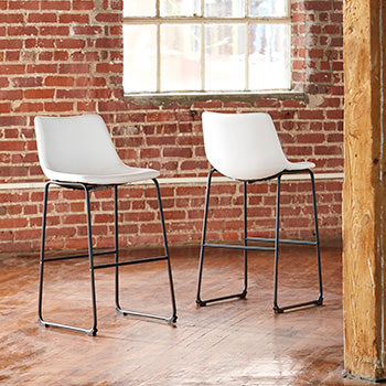 Orange Furniture Outlet - Ashley Furniture - Centiar Dining Room - Pub Height Bar Stool (Set of 2) / White - D372-730X2