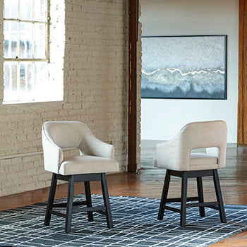 Orange Furniture Outlet - Ashley Furniture - Tallenger Dining Room - Counter Height Bar Stool (Set of 2) / Linen/Brown - D380-724X2