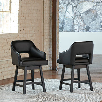 Orange Furniture Outlet - Ashley Furniture - Tallenger Dining Room - Counter Height Bar Stool (Set of 2) / Black/Dark Brown - D380-924X2