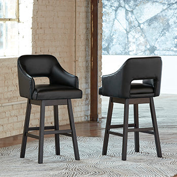 Orange Furniture Outlet - Ashley Furniture - Tallenger Dining Room - Bar Height Bar Stool (Set of 2) / Black/Dark Brown - D380-930X2