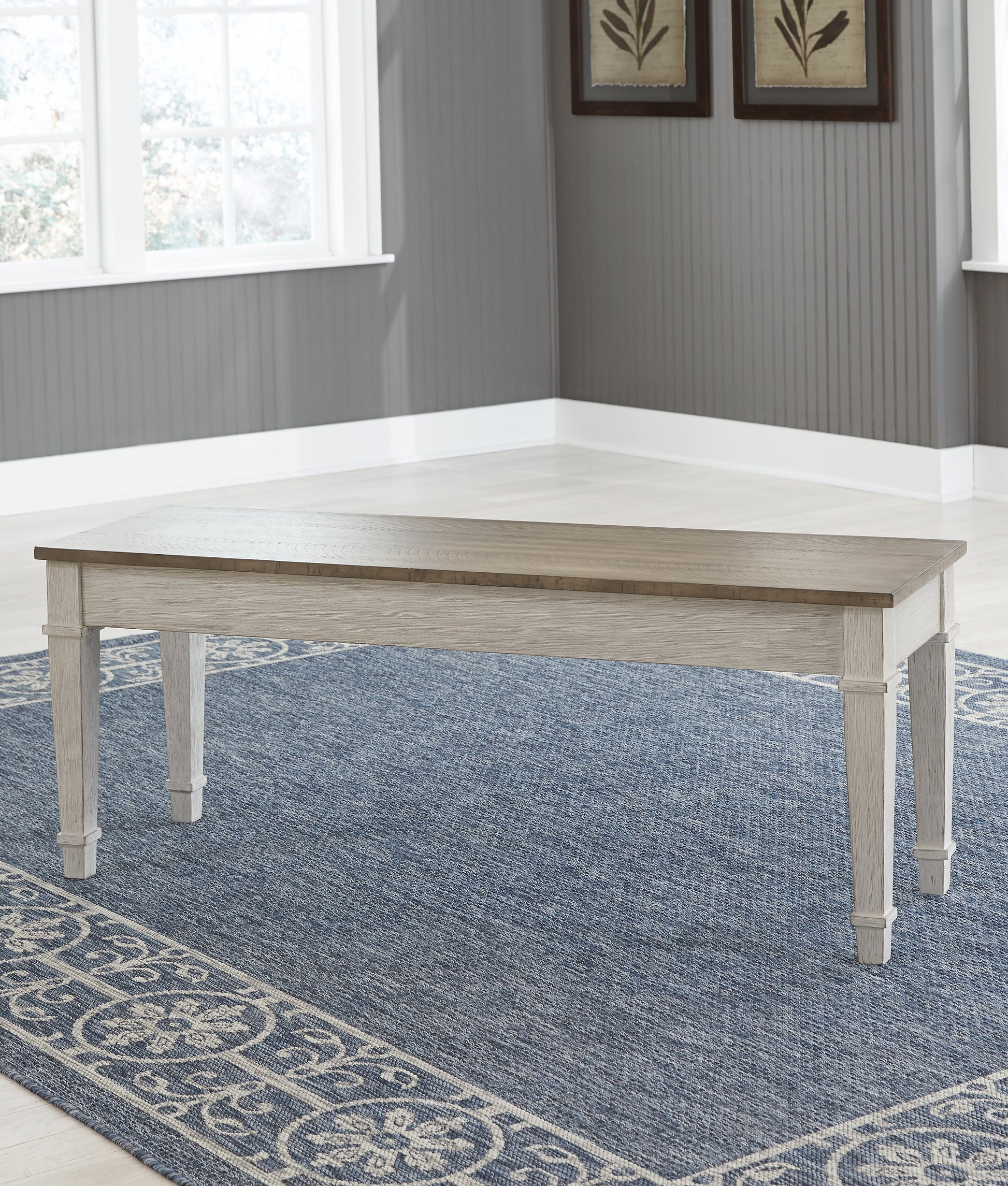 Orange Furniture Outlet - Ashley Furniture - Skempton Dining Room - Storage Bench / White/Light Brown - D394-00