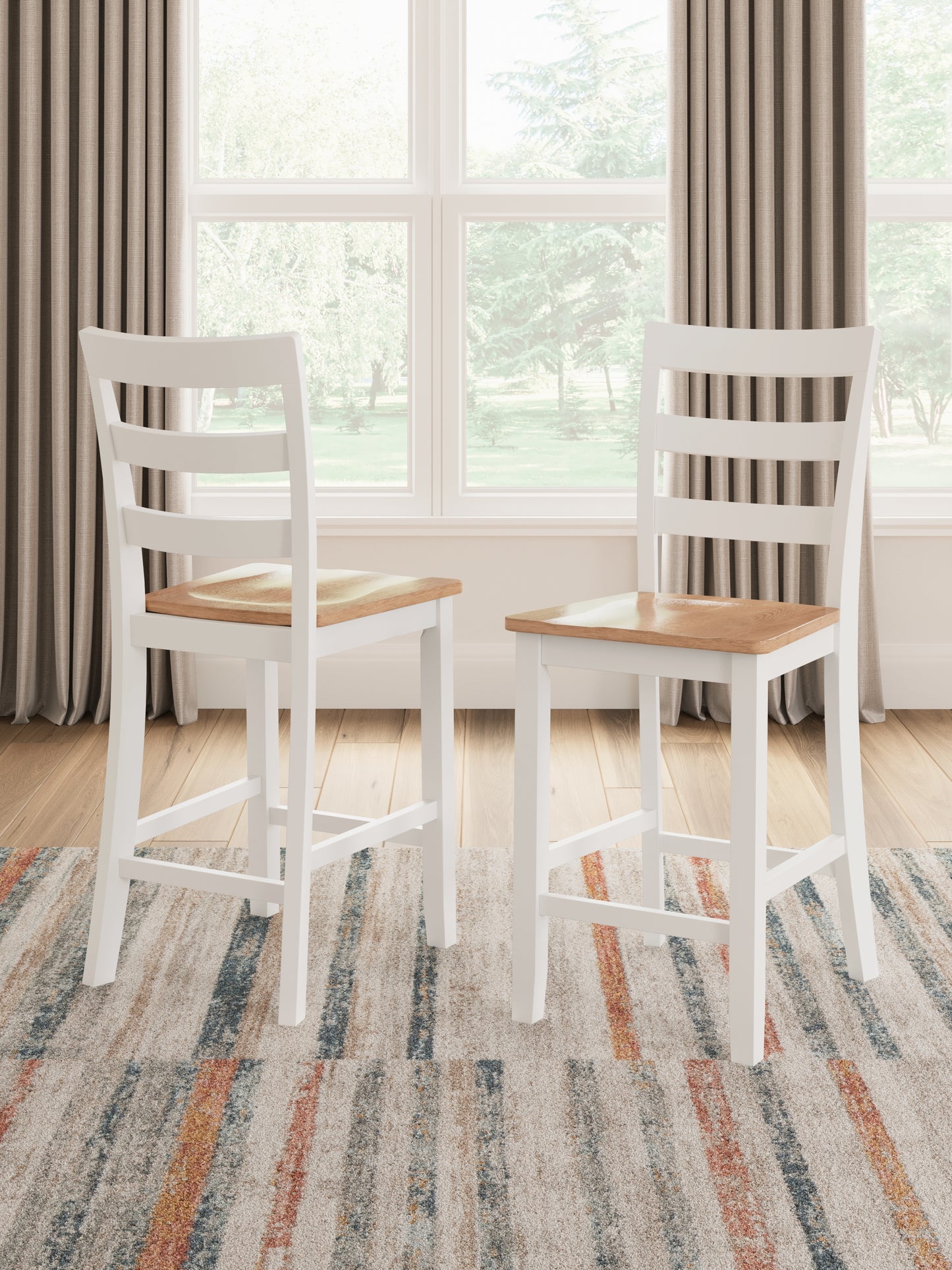 Orange Furniture Outlet - Ashley Furniture - Gesthaven Dining Room - Counter Height Barstool (Set of 2) / Natural/White - D398-124X2