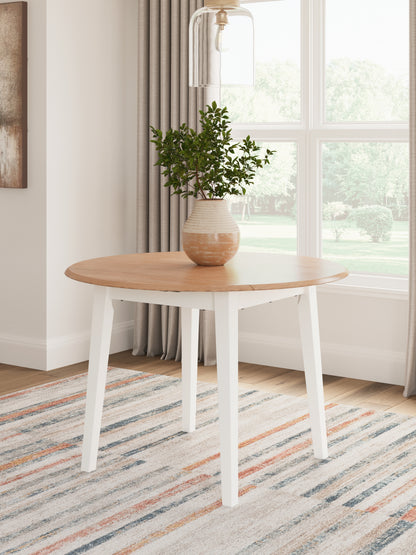 Orange Furniture Outlet - Ashley Furniture - Gesthaven Dining Room - Round DRM Drop Leaf Table / Natural/White - D398-15