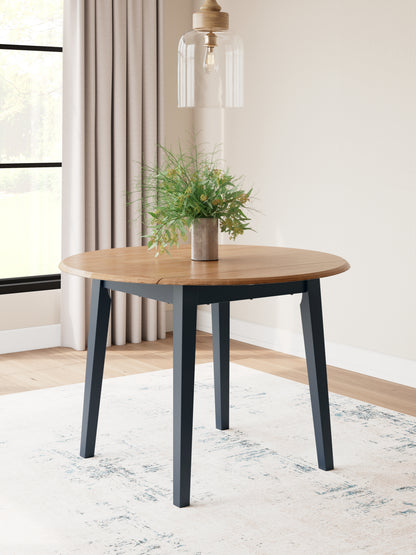 Orange Furniture Outlet - Ashley Furniture - Gesthaven Dining Room - Round DRM Drop Leaf Table / Natural/Blue - D399-15
