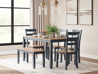 Orange Furniture Outlet - Ashley Furniture - Gesthaven Dining Room - Dining Room Table Set (6/CN) / Natural/Blue - D399-325