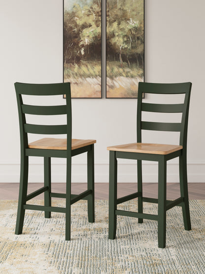 Orange Furniture Outlet - Ashley Furniture - Gesthaven Dining Room - Counter Height Barstool (Set of 2) / Natural/Green - D401-124X2