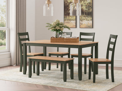 Orange Furniture Outlet - Ashley Furniture - Gesthaven Dining Room - Dining Room Table Set (6/CN) / Natural/Green - D401-325