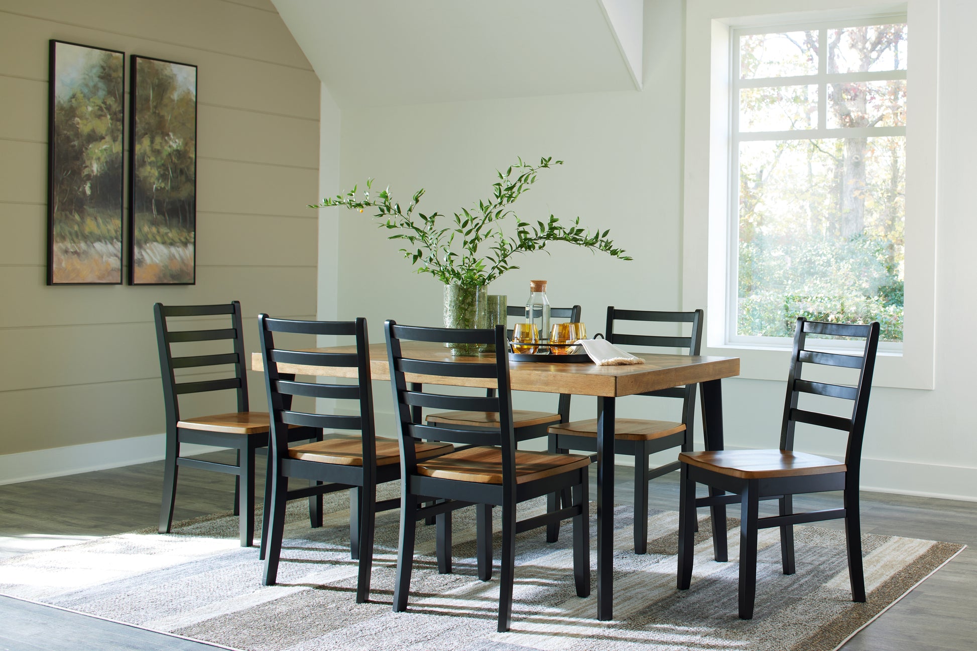 Orange Furniture Outlet - Ashley Furniture - Blondon Dining Room - RECT DRM Table Set (7/CN) / Brown/Black - D413-425