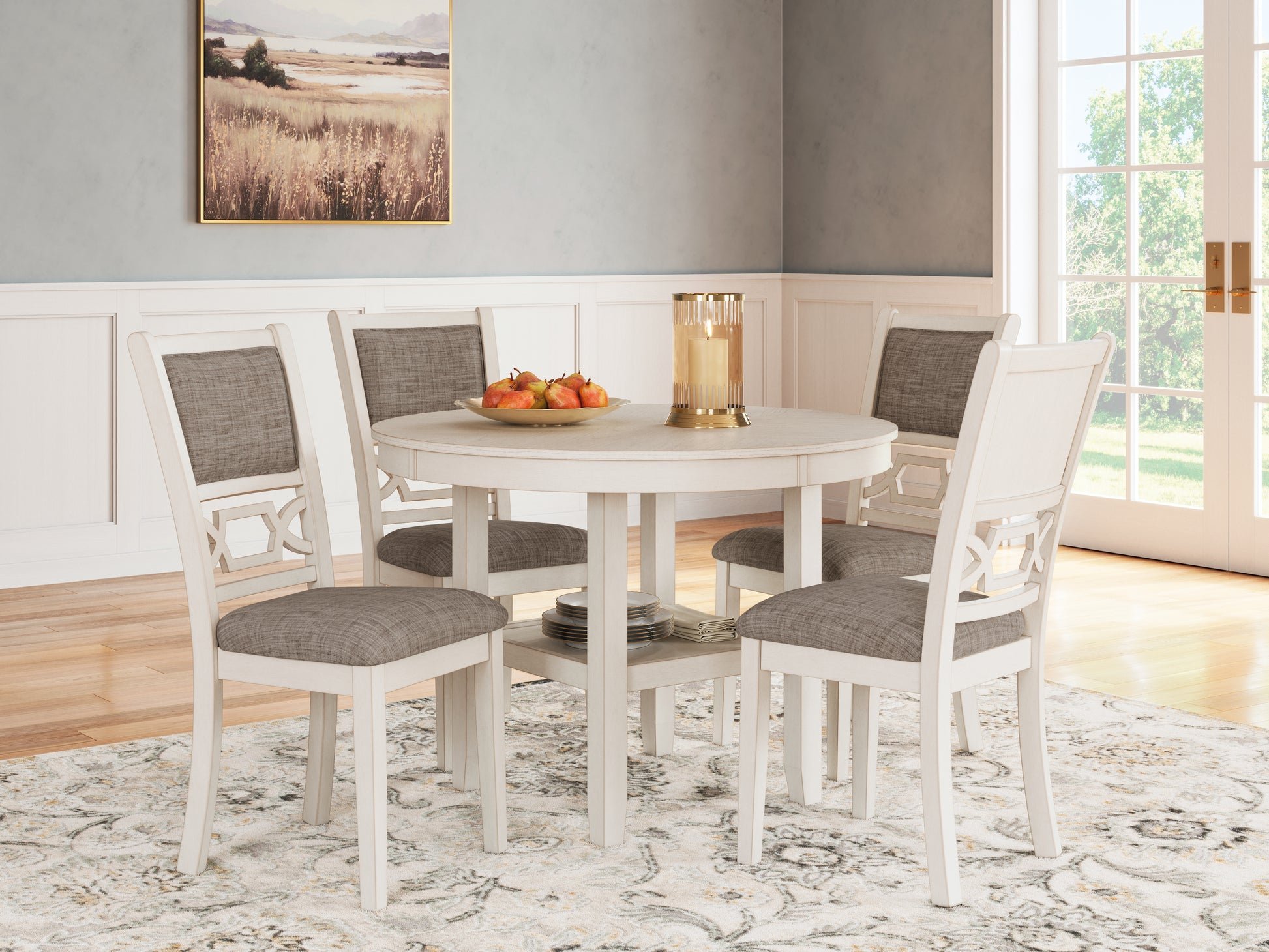 Orange Furniture Outlet - Ashley Furniture - Erinberg Dining Room - DRM Counter Table Set (5/CN) / Antique White - D423-223