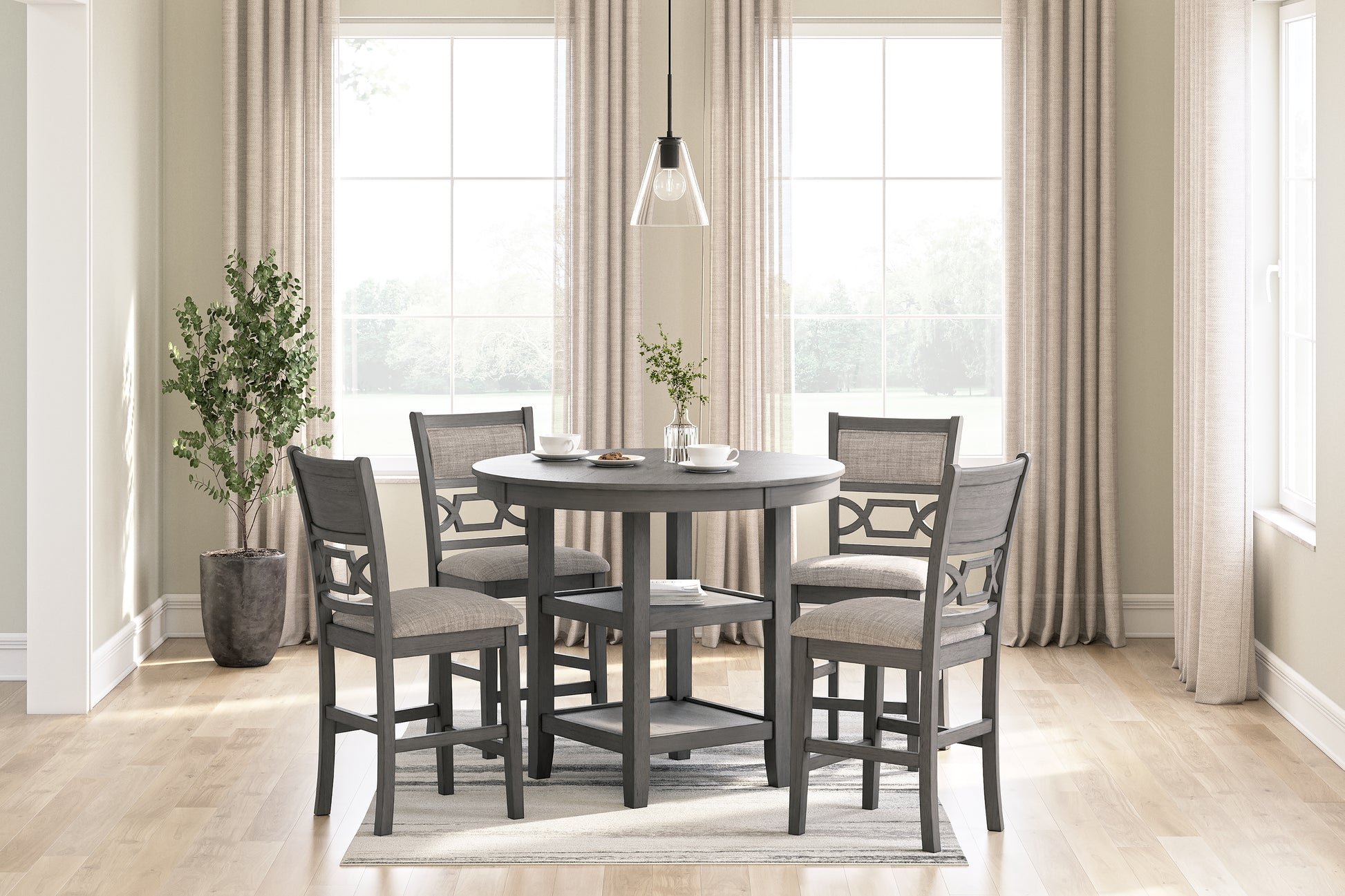 Orange Furniture Outlet - Ashley Furniture - Wrenning Dining Room - DRM Counter Table Set (5/CN) / Gray - D425-223