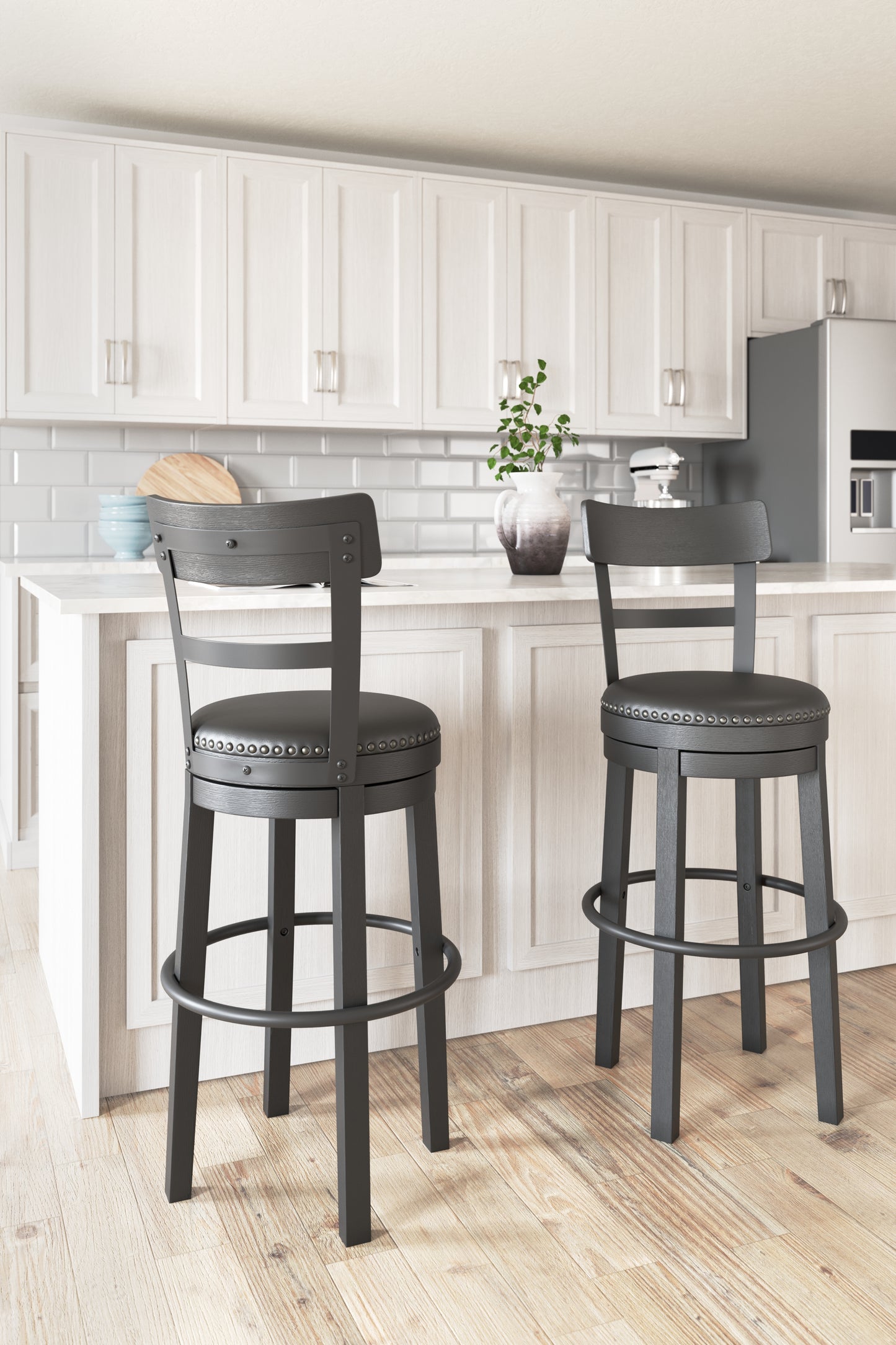 Orange Furniture Outlet - Ashley Furniture - Valebeck Dining Room - Bar Height Bar Stool (Set of 2) / Multi - D546-630X2