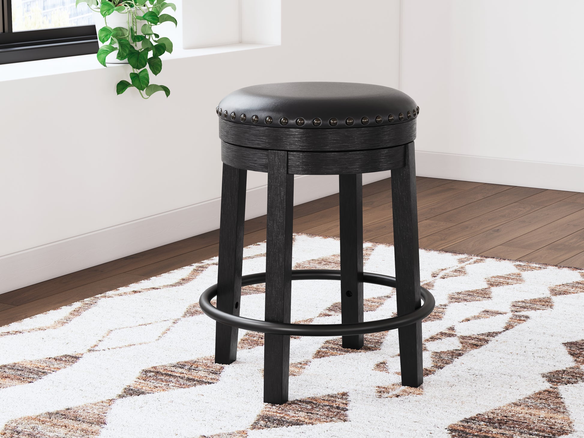 Orange Furniture Outlet - Ashley Furniture - Valebeck Dining Room - UPH Swivel Stool (1/CN) / Black - D546-824