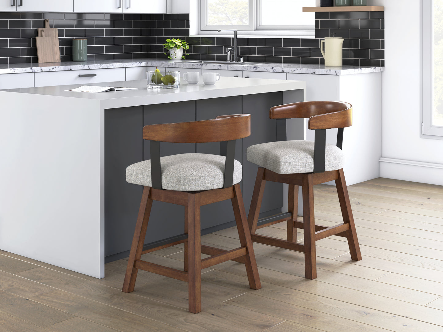 Orange Furniture Outlet - Ashley Furniture - Ralene Dining Room - Counter Height Barstool (Set of 2) / Medium Brown - D594-224X2