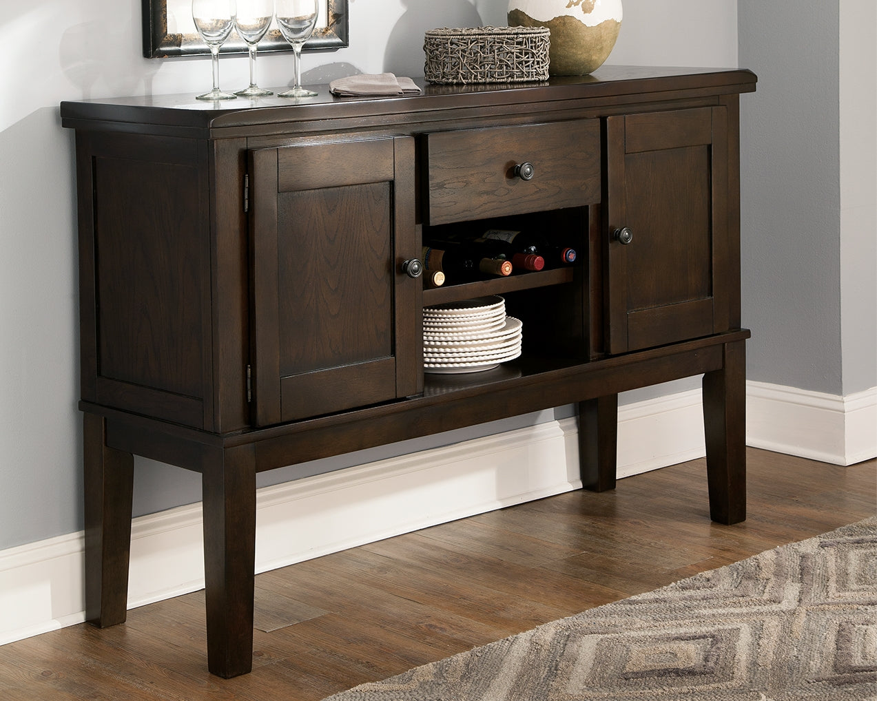 Orange Furniture Outlet - Ashley Furniture - Haddigan Dining Room - Dining Room Server / Dark Brown - D596-60